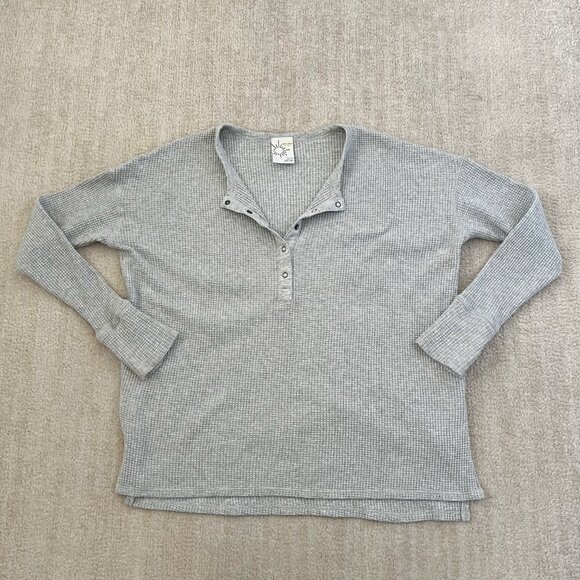 aerie Tops - Aerie Offline Gray Waffle Knit Henley Thermal Top XS Cotton Blend